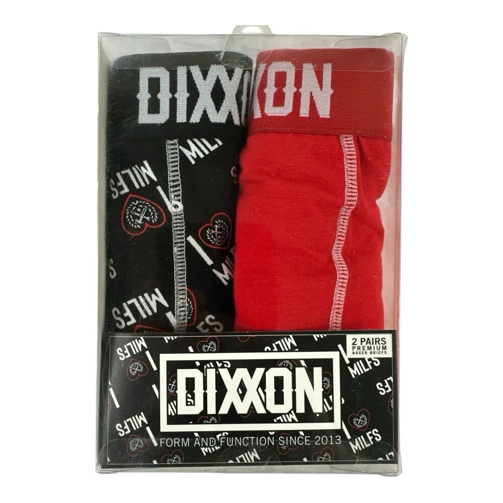 Dixxon Flannel Company Men’s LARGE Premium Boxer Briefs Black/Red Logo 2 Pairs
